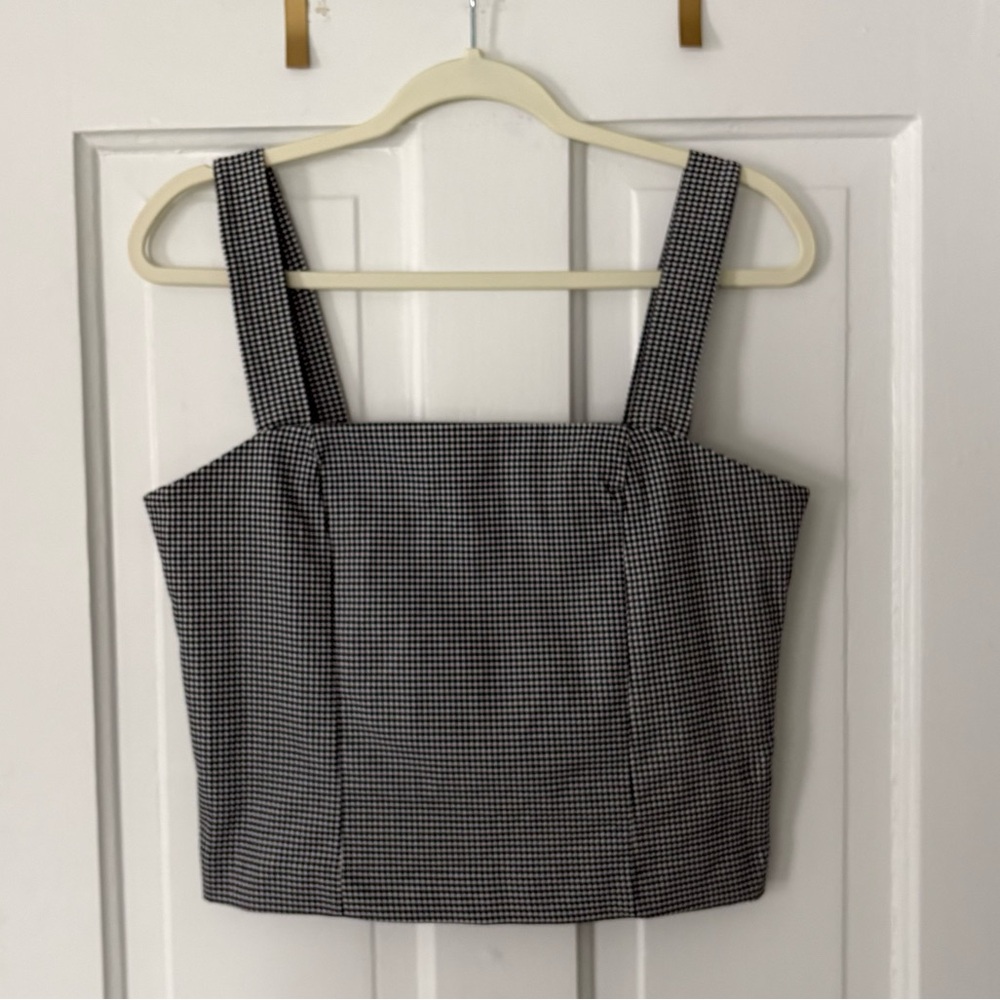 cupcakes & cashmere Black and White Houndstooth Crop Top Size 6